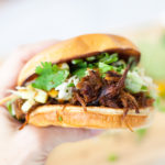Easy Macro-Friendly pulled pork sandwich with cilantro lime apple slaw