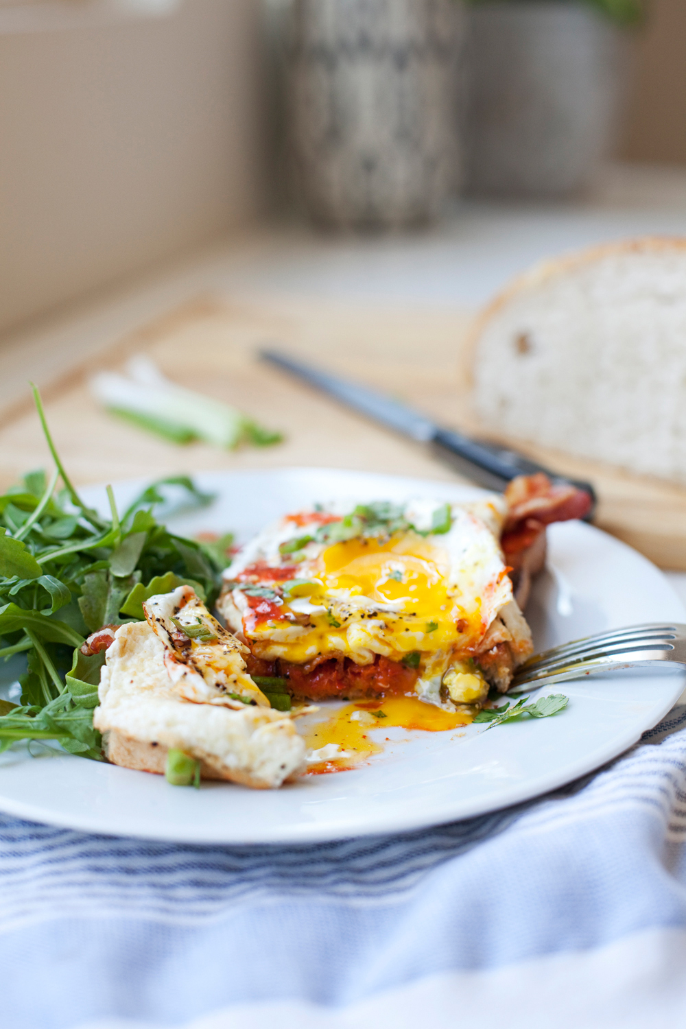 Sriracha and Roasted Red Pepper Sourdough Egg Toast