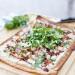 Macro-Friendly BBQ Chicken and Pear Pizza- 308 calories for the whole thing!