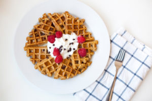 Macro Friendly Pumpkin Protein Waffles www.lillieeatsandtells.com