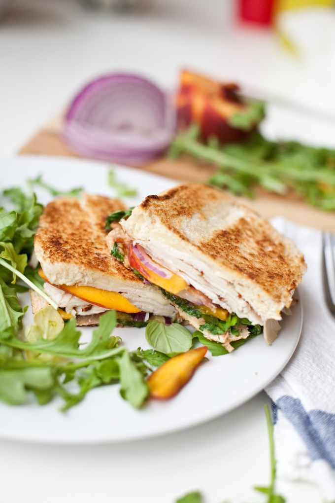 Macro Friendly Turkey Bacon Peach and Brie Panini www.lillieeatsandtells.com