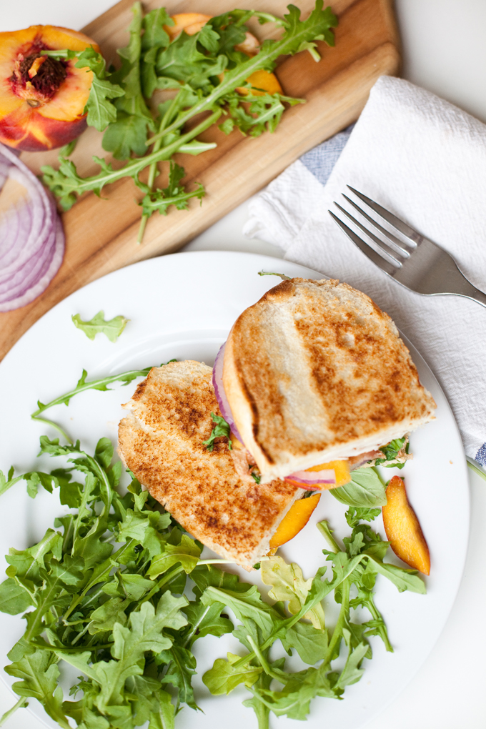 Macro Friendly Turkey Bacon Peach and Brie Panini www.lillieeatsandtells.com