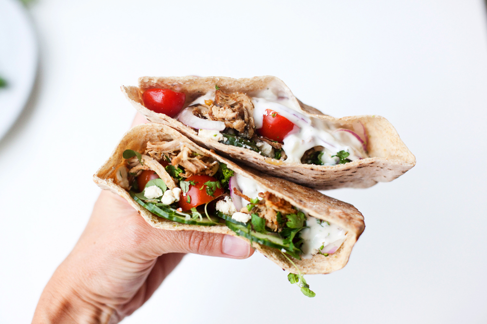 Low Carb Shredded Greek Pork Pita