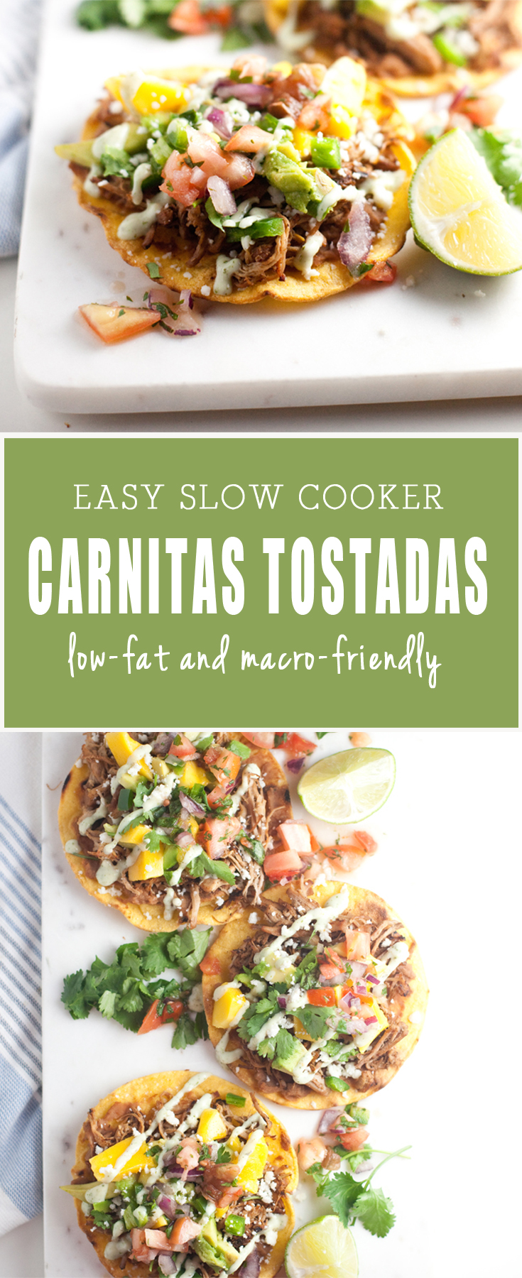 Slow Cooker Macro Friendly Carnitas Tostadas www.lillieeatsandtells.com