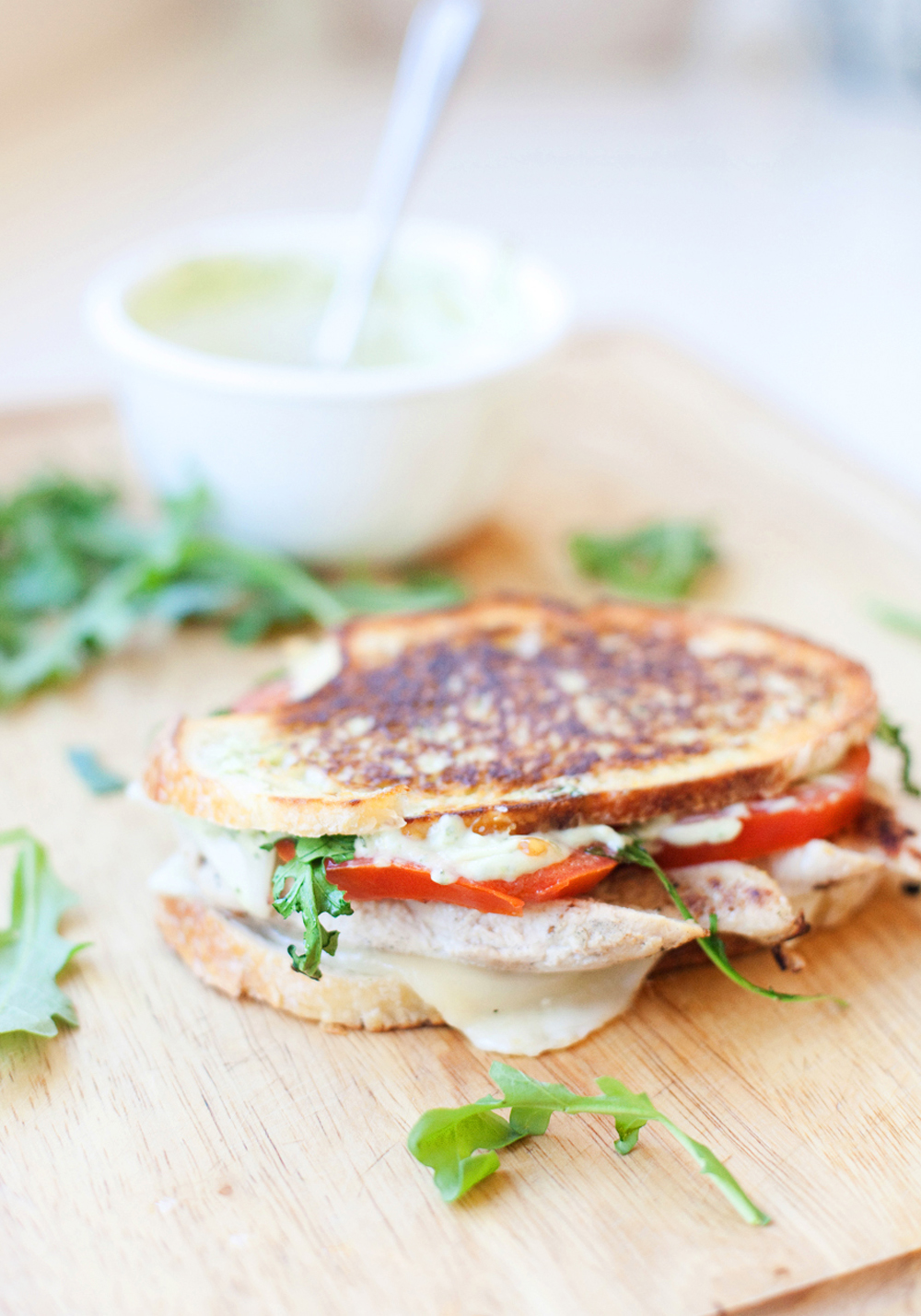 A macro-friendly chicken pesto panini