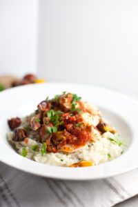 on Shrimp with Burst Tomatoes and Mashed Cauliflower lillieeatsandtells.com