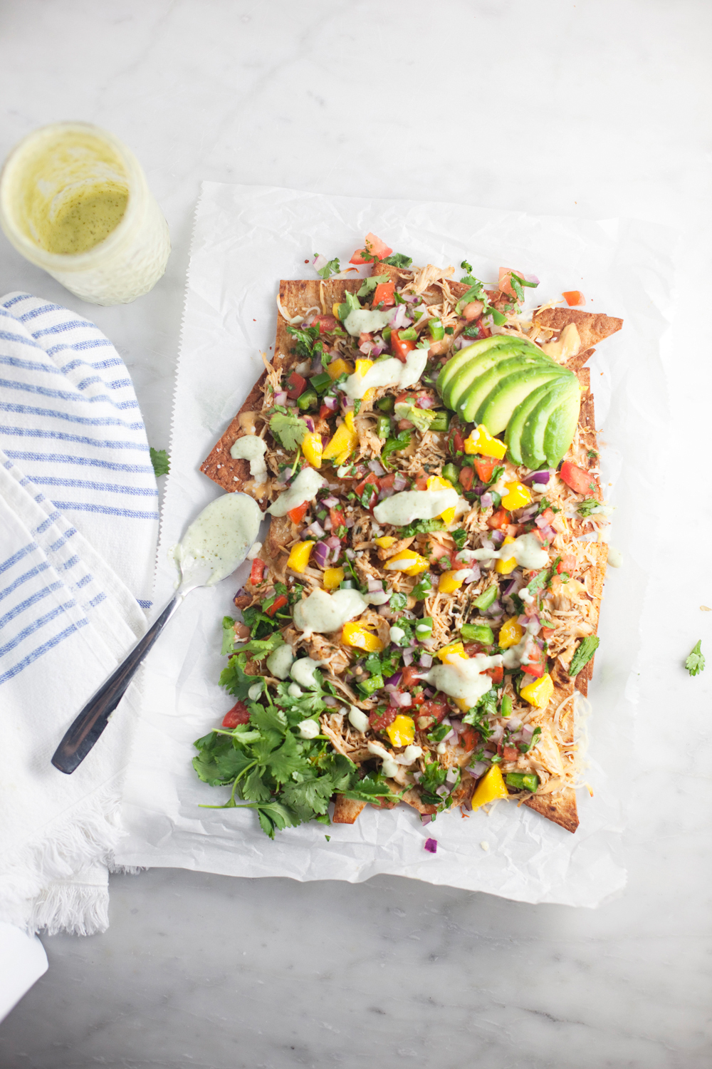 A totally macro-friendly personal 9x13 of Nachos for 575 calories!