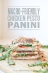 Chicken pesto panini with text