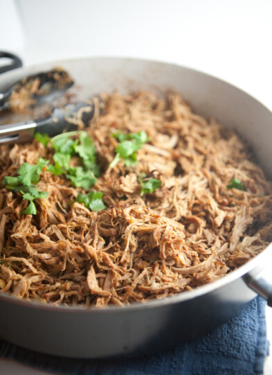 Easiest Slow Cooker Crispy Carnitas- So macro-friendly. Super low fat, high protein, and good in everything! www.lillieeatsandtells.com