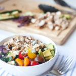 Macro- friendly rainbow bowl with roasted veggies and blue cheese www.lillieeatsandtells.com