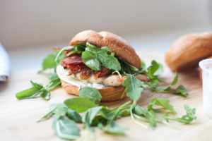 Macro Friendly Caprese Chicken Sandwich with Roasted Tomatoes and light basil garlic aioli www.lillieeatsandtells.com