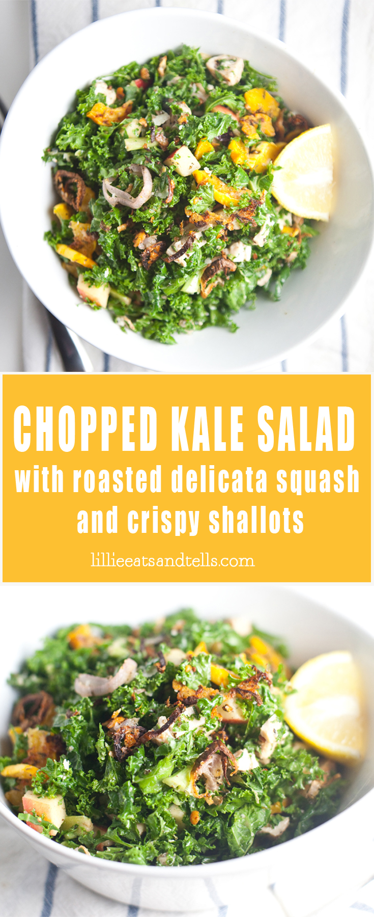 kale salad with parmesan crusted delicata squash and crispy shallots lillieeatsandtells.com