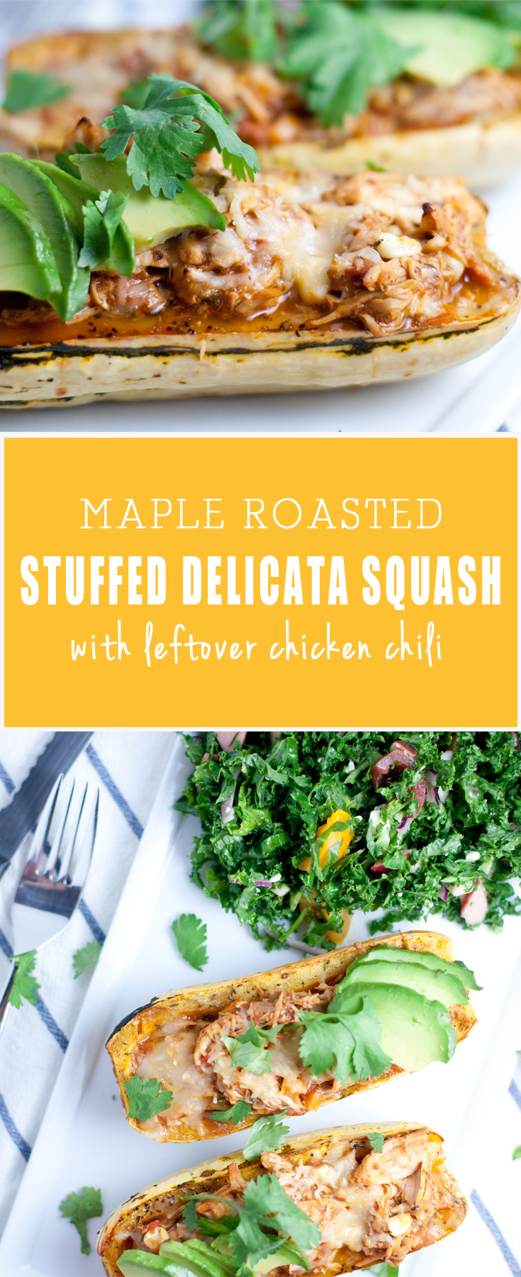Maple Roasted Stuffed Delicata Squash with leftover chicken chili www.lillieeatsandtells.com