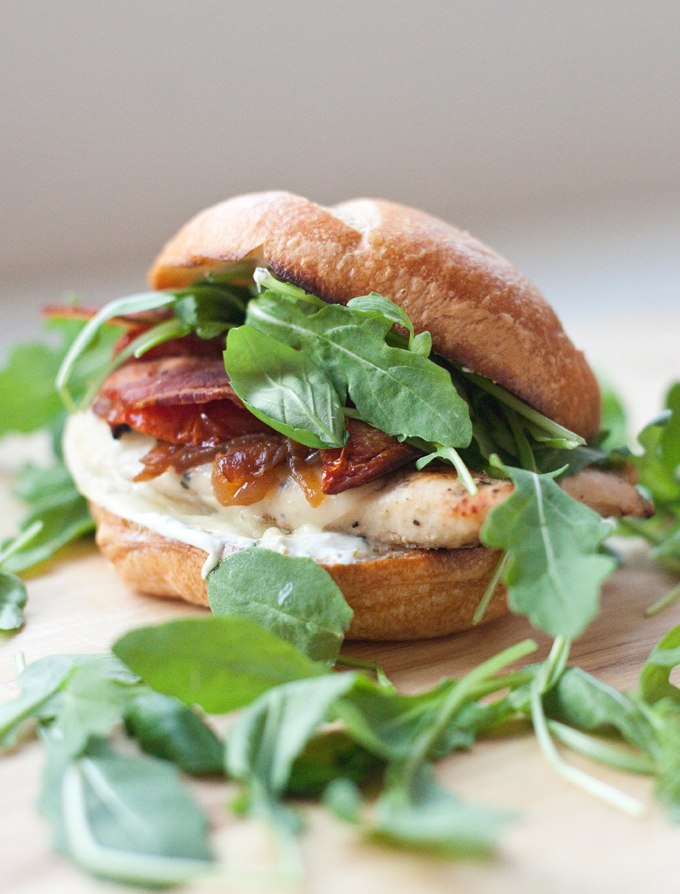 Macro Friendly Caprese Chicken Sandwich with Roasted Tomatoes and light basil garlic aioli www.lillieeatsandtells.com