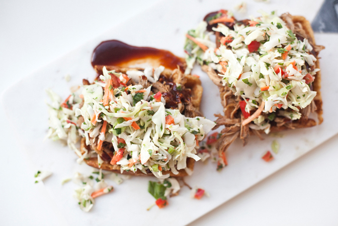BBQ Pulled Pork and Lighter Cornbread Waffles www.lillieeatsandtells.com