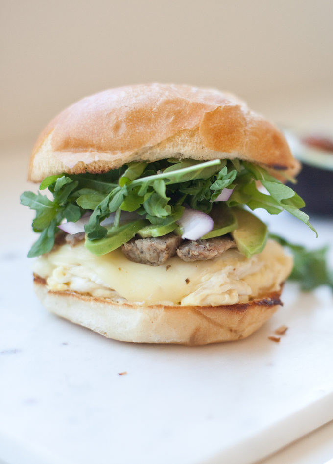 Macro-friendly egg sandwich assembled.