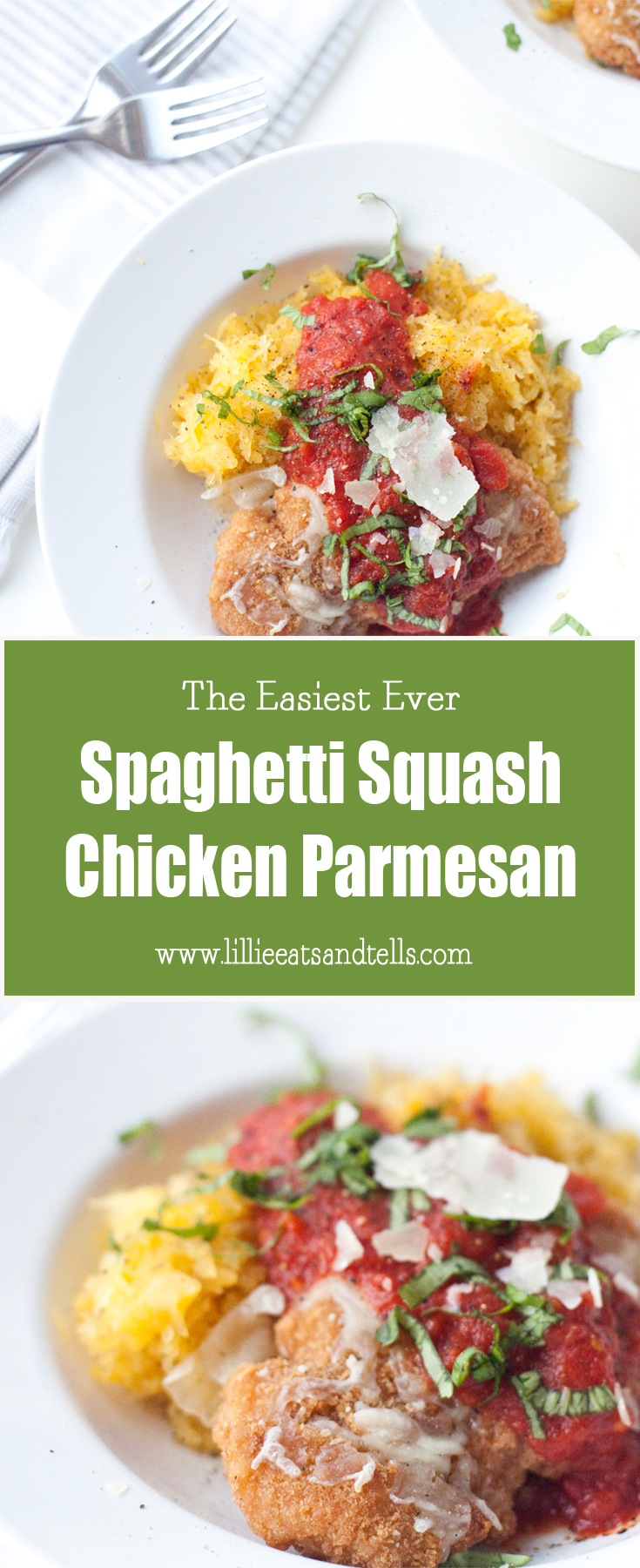 The Easiest Chicken Parmesan on Spaghetti Squash www.lillieeatsandtells.com