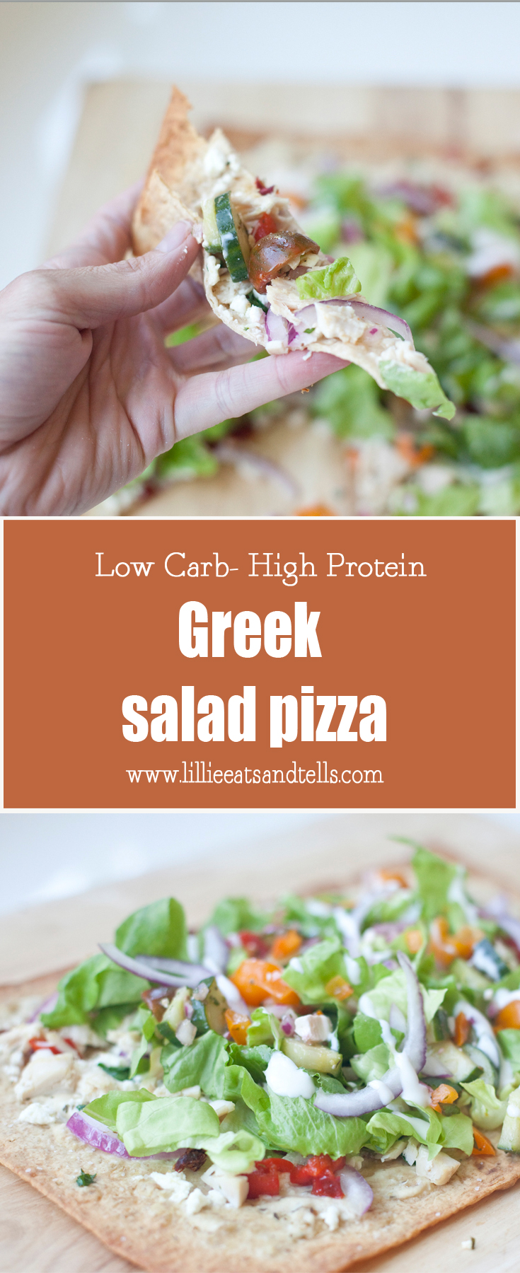 Greek Salad Pizza on Lavash Wrap www.lillieeatsandtells.com
