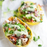 Mexican Spaghetti Squash Boats with Skinny Cilantro Lime Ranch www.lillieeatsandtells.com
