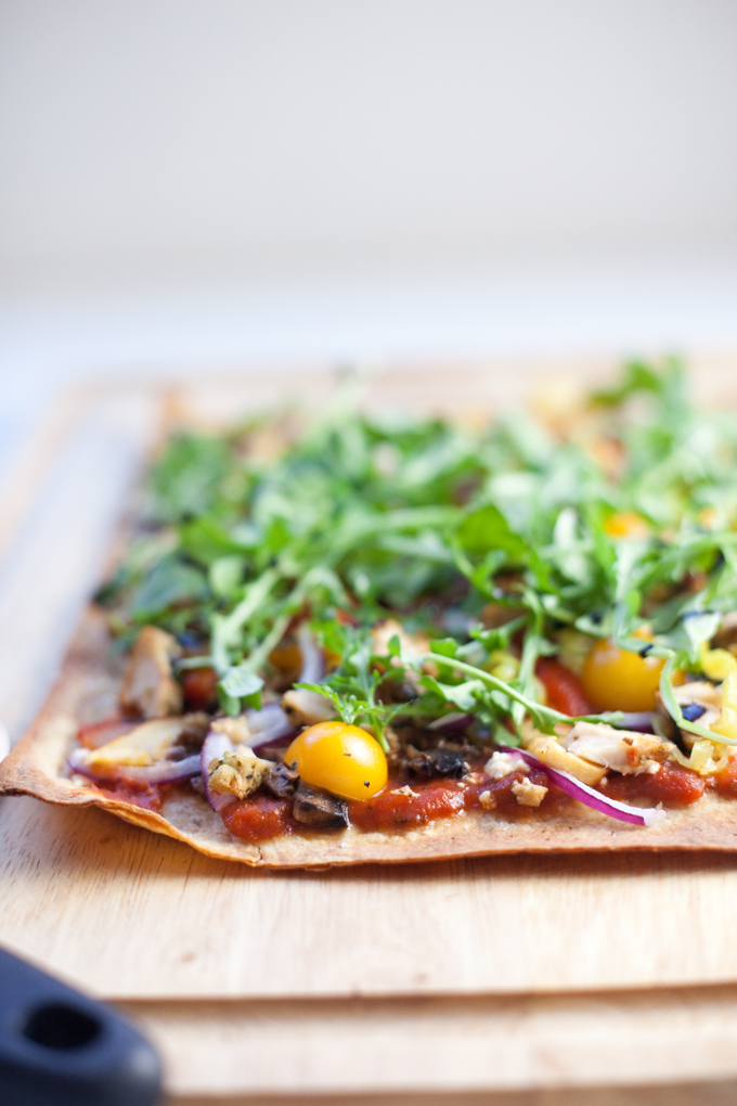 Chicken, Veggie, and Feta Lavash Pizza www.lillieeatsandtells.com