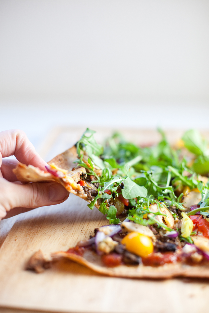 Chicken, Veggie, and Feta Lavash Pizza www.lillieeatsandtells.com