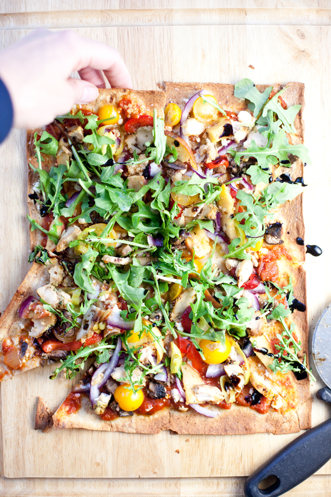 Chicken, Veggie, and Feta Lavash Pizza www.lillieeatsandtells.com