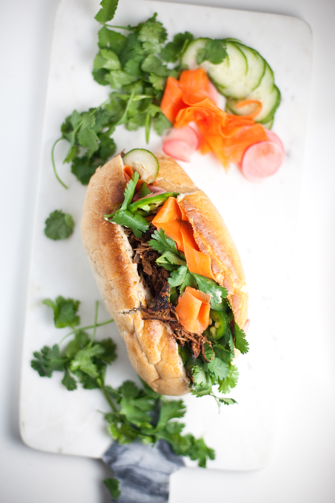 Lightened up Banh Mi Sandwich #macrofriendly #skinnyrecipes #weightwatchers #healthy #banhmi www.lillieeatsandtells.com