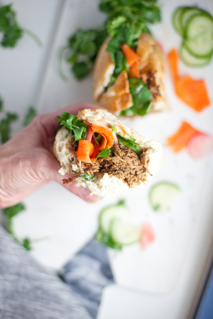 Lightened up Banh Mi Sandwich #macrofriendly #skinnyrecipes #weightwatchers #healthy #banhmi www.lillieeatsandtells.com