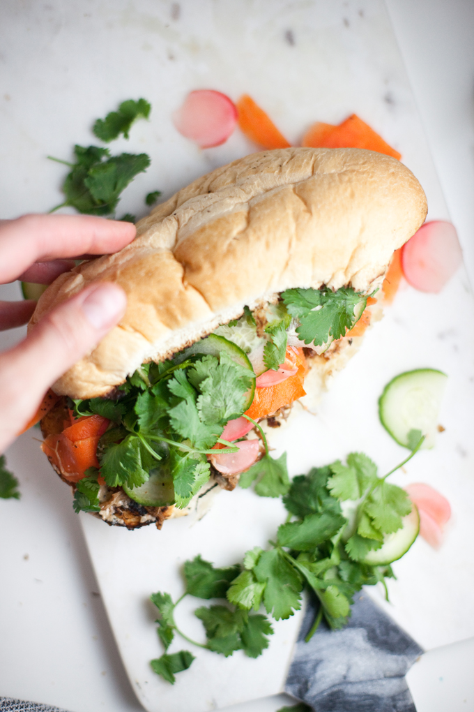 Lightened up Banh Mi Sandwich #macrofriendly #skinnyrecipes #weightwatchers #healthy #banhmi www.lillieeatsandtells.com