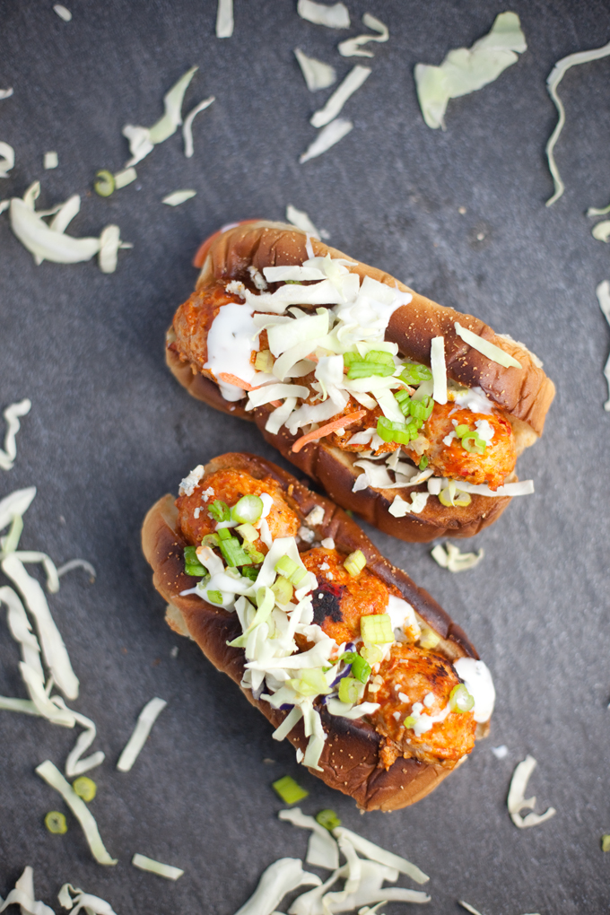 Skinny Buffalo Turkey Meatball Subs #macrofriendly #skinny #lowfat #buffalo www.lillieeatsandtells.com