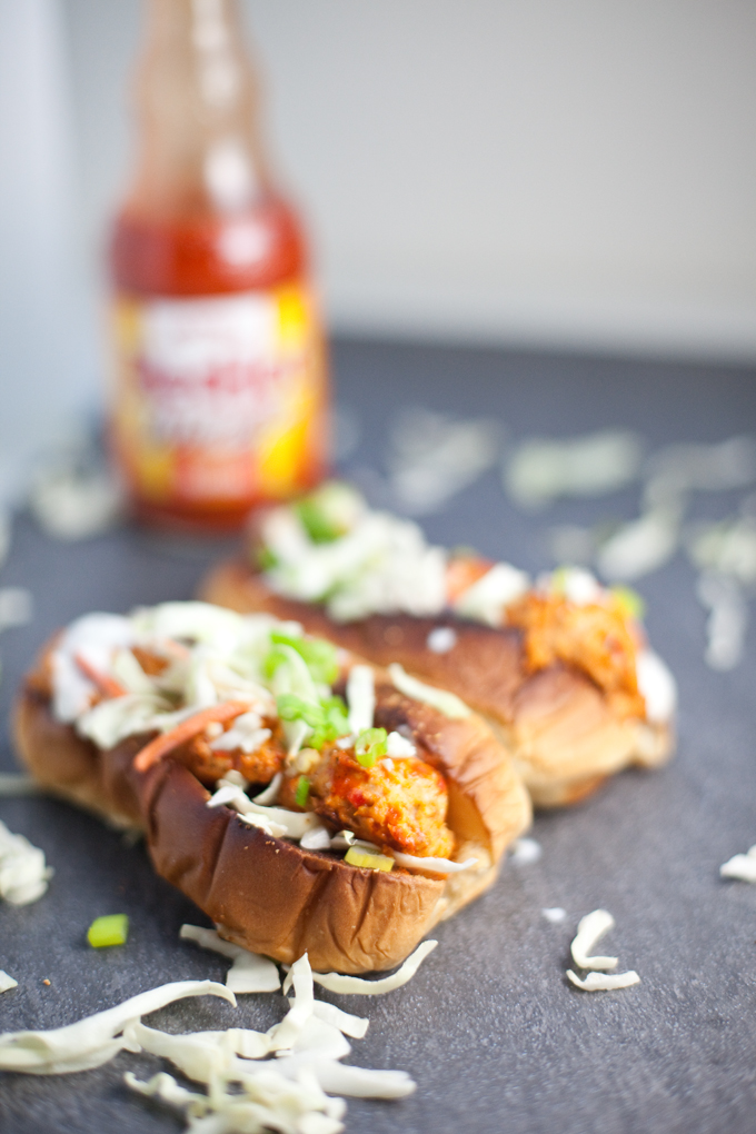 Skinny Buffalo Turkey Meatball Subs #macrofriendly #skinny #lowfat #buffalo www.lillieeatsandtells.com