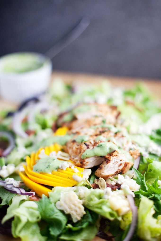 Chipotle Grilled Chicken and Mango Cobb #macrofriendly #skinny #light #healthy www.lillieeatsandtells.com
