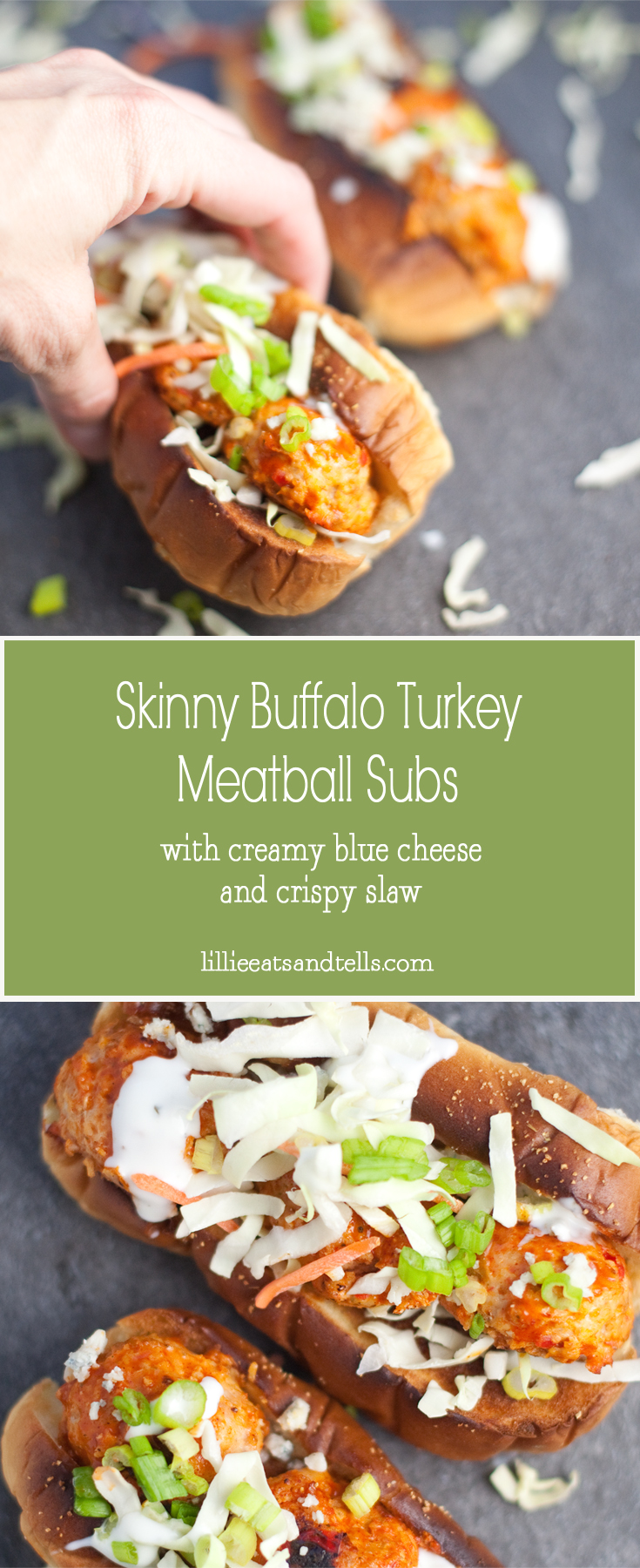 Skinny Buffalo Turkey Meatball Subs #macrofriendly #skinny #lowfat #buffalo www.lillieeatsandtells.com