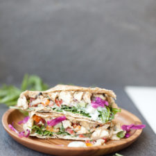 Greek Crunch Wrap www.lillieeatsandtells.com #macrofriendly #lowcarb #macrofriendlyrecipes #healthychickenrecipes