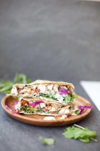 Greek Crunch Wrap www.lillieeatsandtells.com #macrofriendly #lowcarb #macrofriendlyrecipes #healthychickenrecipes