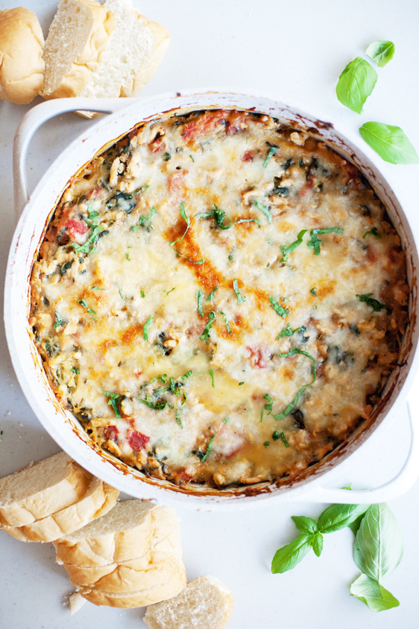 Cheesy spaghetti squash bake in one pan.