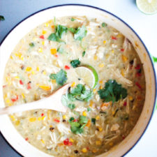Large pot of creamy chicken chili