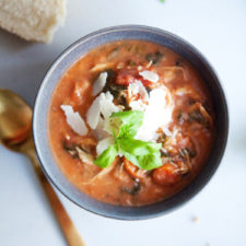 Instant Pot Creamy Tomato Chicken Soup in a bowl