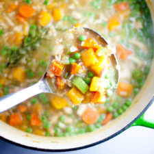 Pot of veggie chicken soup