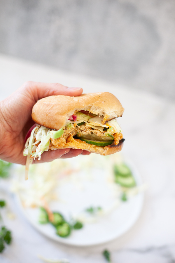 Try this yummy and healthy buffalo chicken sandwich. www.lillieeatsandtells.com