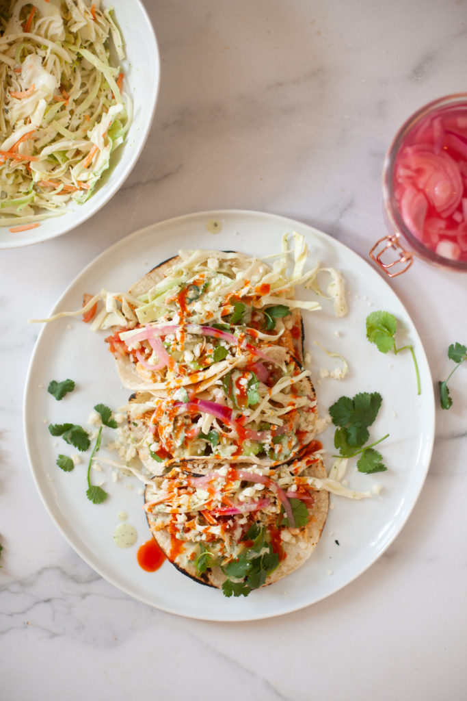 These tacos have homemade pico and jalapeno dressing! www.lillieeatsandtells.com