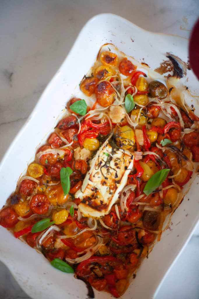 Try this easy and healthy bake feta spaghetti squash dish. www.lillieeatsandtells.com