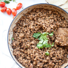 This mushroom turkey taco meat is great by itself or on a tortilla with your favorite toppings. www.lillieeatsandtells.com