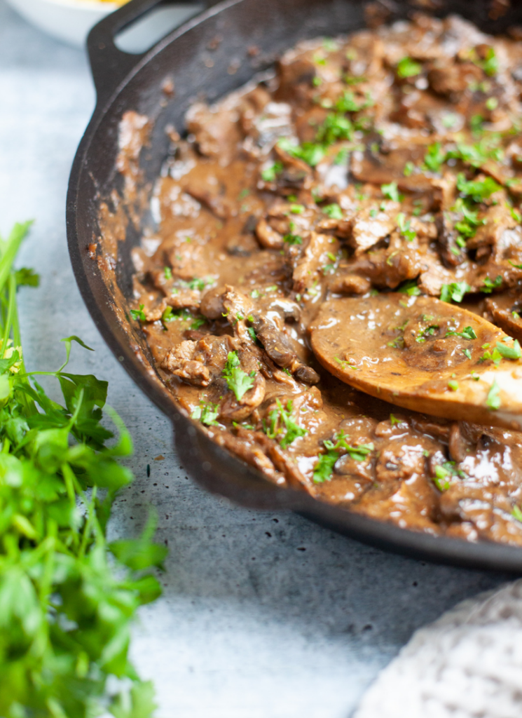 Lightened Up beef stroganoff for anyone counting macros. www.lillieeatsandtells.com