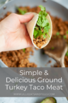 Pinterest pin for simply seasoned ground turkey meat.