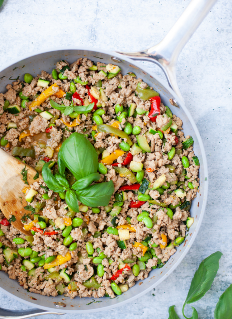 Thai basil turkey veggie skillet www.lillieeatsandtells.com