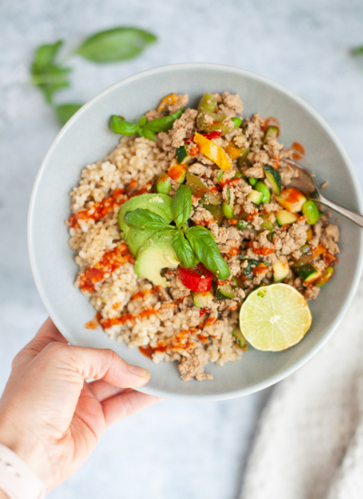 You'll love this Thai basil turkey veggie skillet. www.lillieeatsandtells.com