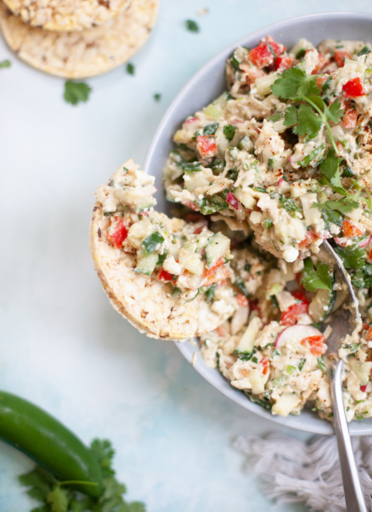 Mexican Chicken Salad is a great afternoon snack, filled with protein and veggies. www.lillieeatsandtells.com