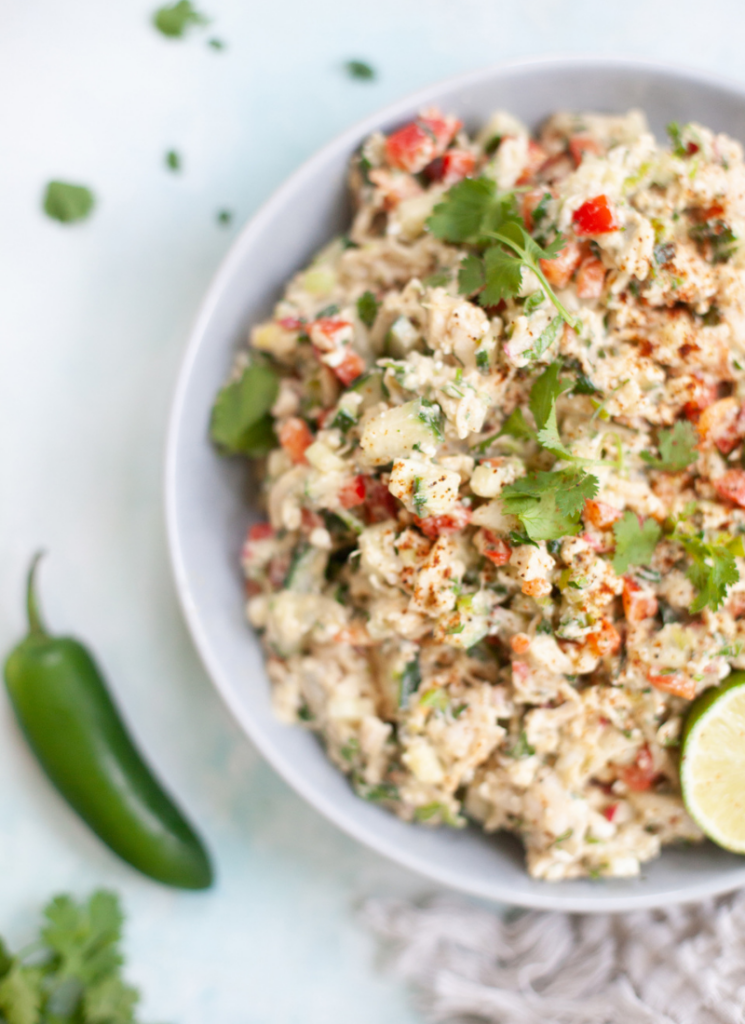 This Quick Mexican Chicken salad is a great way to meet your macros and get a full serving of veggies. www.lillieeatsandtells.com