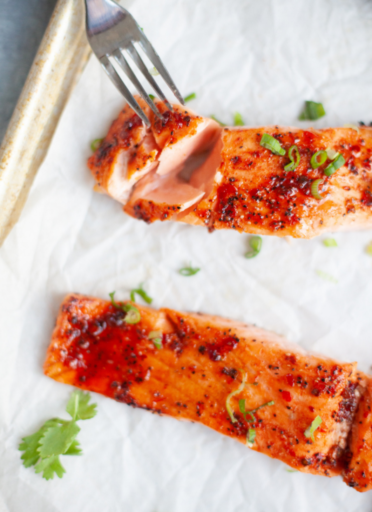The sweet chili salmon has the perfect balance of sweet, heat, and richness. www.lillieeatsandtells.com